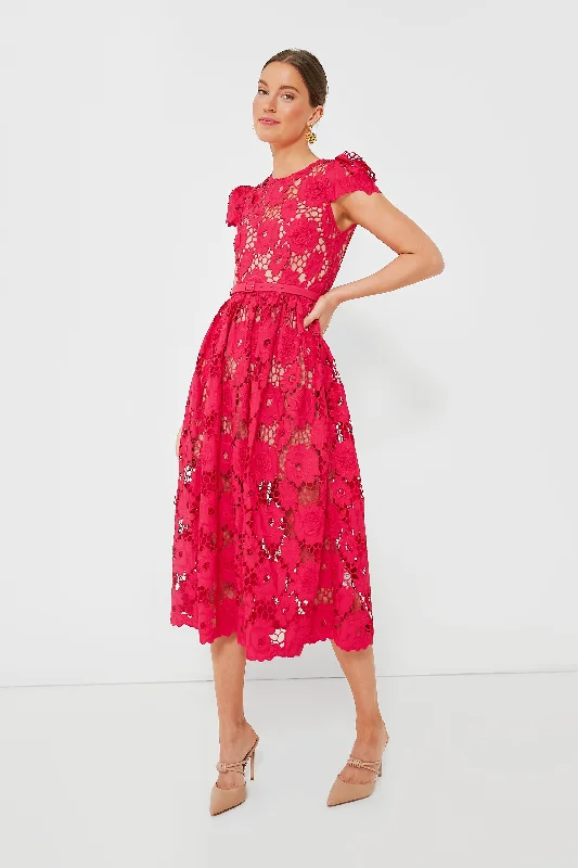 Women's midi dress hipster -Red Poppy Midi Dress