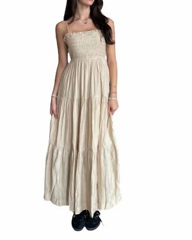 Ladies maxi dress earthy -Valentina Maxi Dress In Cream | Cream