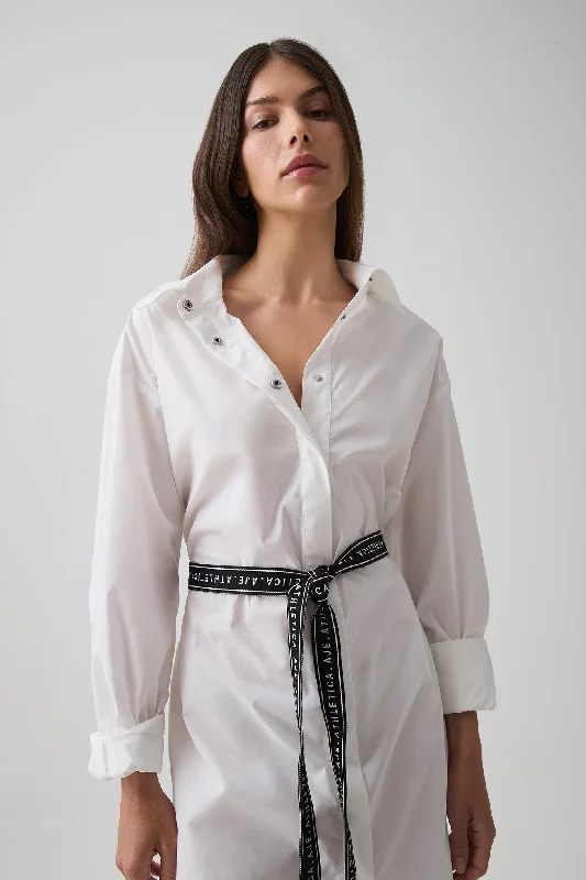 Women's shirt dress lightweight twill -Belted Logo Shirt Dress 824