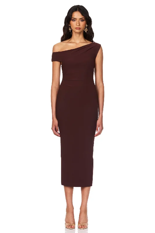 Women's midi dress textured -Nookie Natalia Midi Dress - Chocolate