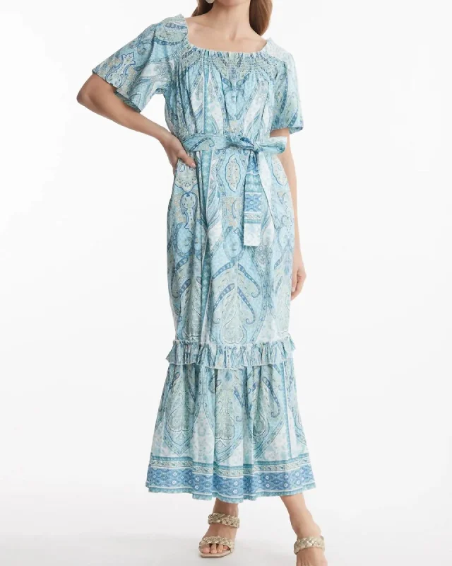 Ladies maxi dress batik -Erin Off The Shoulder Maxi Dress in Paisley | Paisley