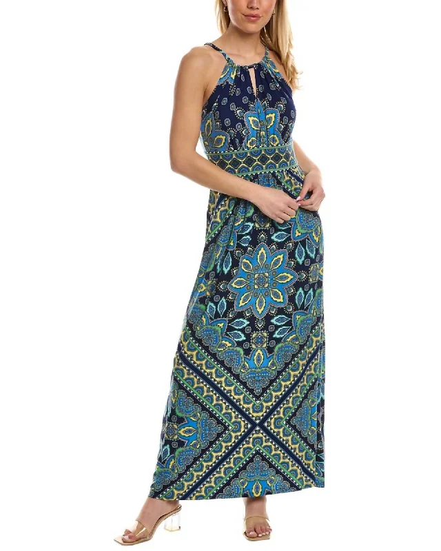 Ladies maxi dress ruffle hem -Morris Maxi Dress In Navy/Blue | Navy/Blue