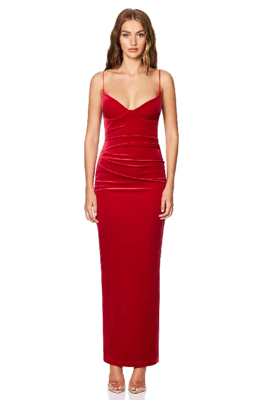 Ladies maxi dress jewel neck -Nookie Mystery Maxi Dress - Red