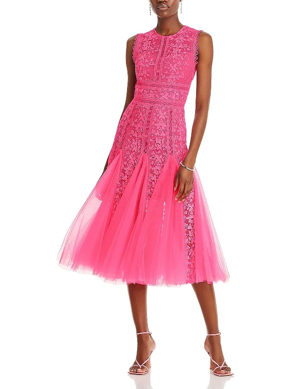 Ladies party dress sassy -Megan Womens Lace Ladder Stitch Cocktail And Party Dress