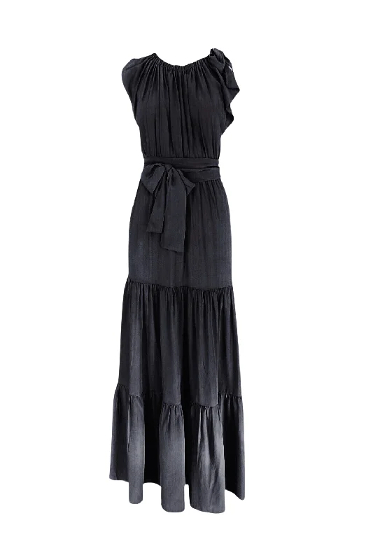 Ladies maxi dress easy -Malta Bow Tie Maxi Dress