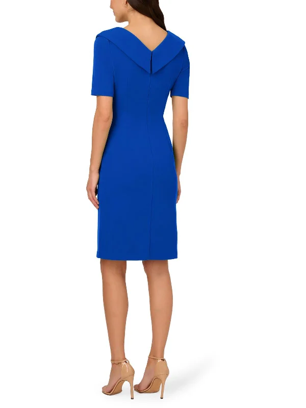 Ladies party dress tunic -Womens Crepe Pleated Cocktail And Party Dress