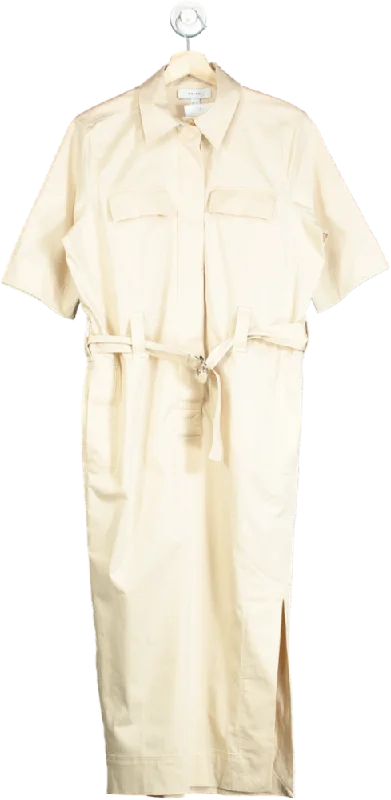 Women's shirt dress bold collar -Reiss Cream Shirtdress UK 6