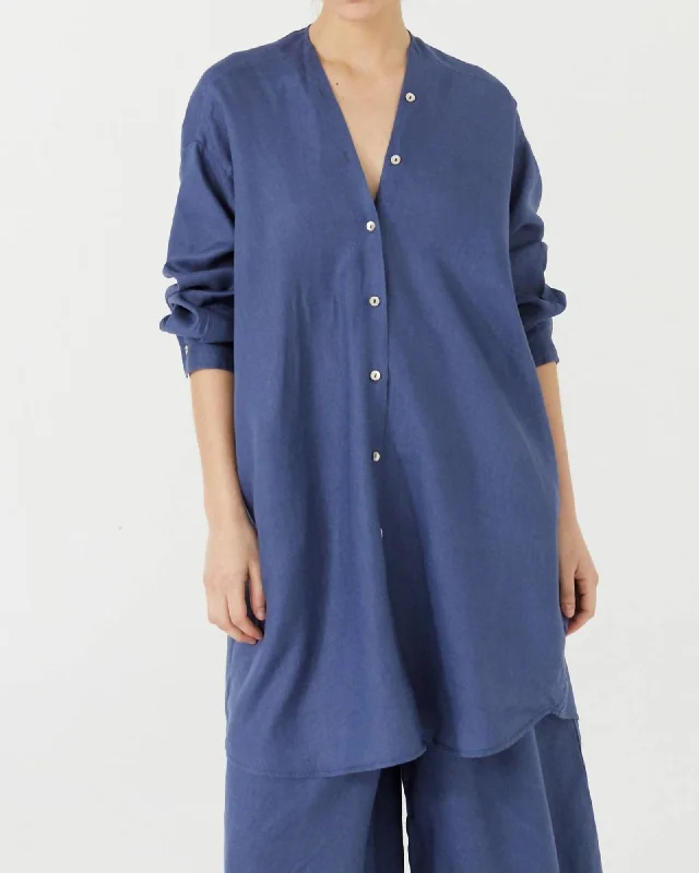 Women's shirt dress soft chambray -Exuma Linen Shirt Dress in Deep Blue | Deep Blue