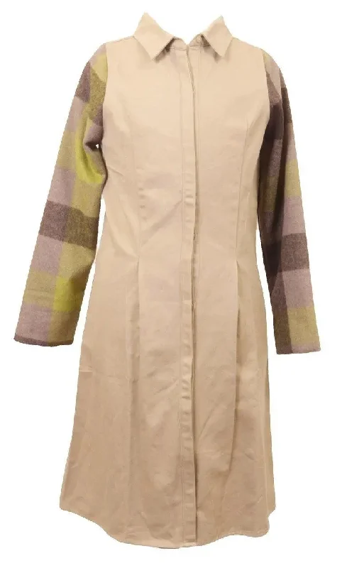 Women's shirt dress casual khaki -Luella Couture Khaki Shirt Dress