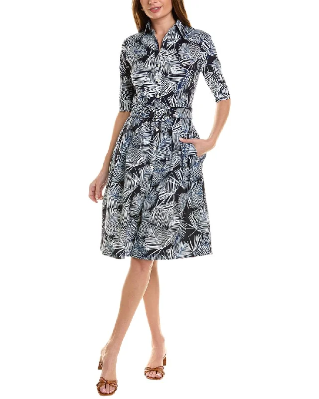 Women's shirt dress bold collar -Samantha Sung Audrey 1 3/4-Sleeve Shirtdress