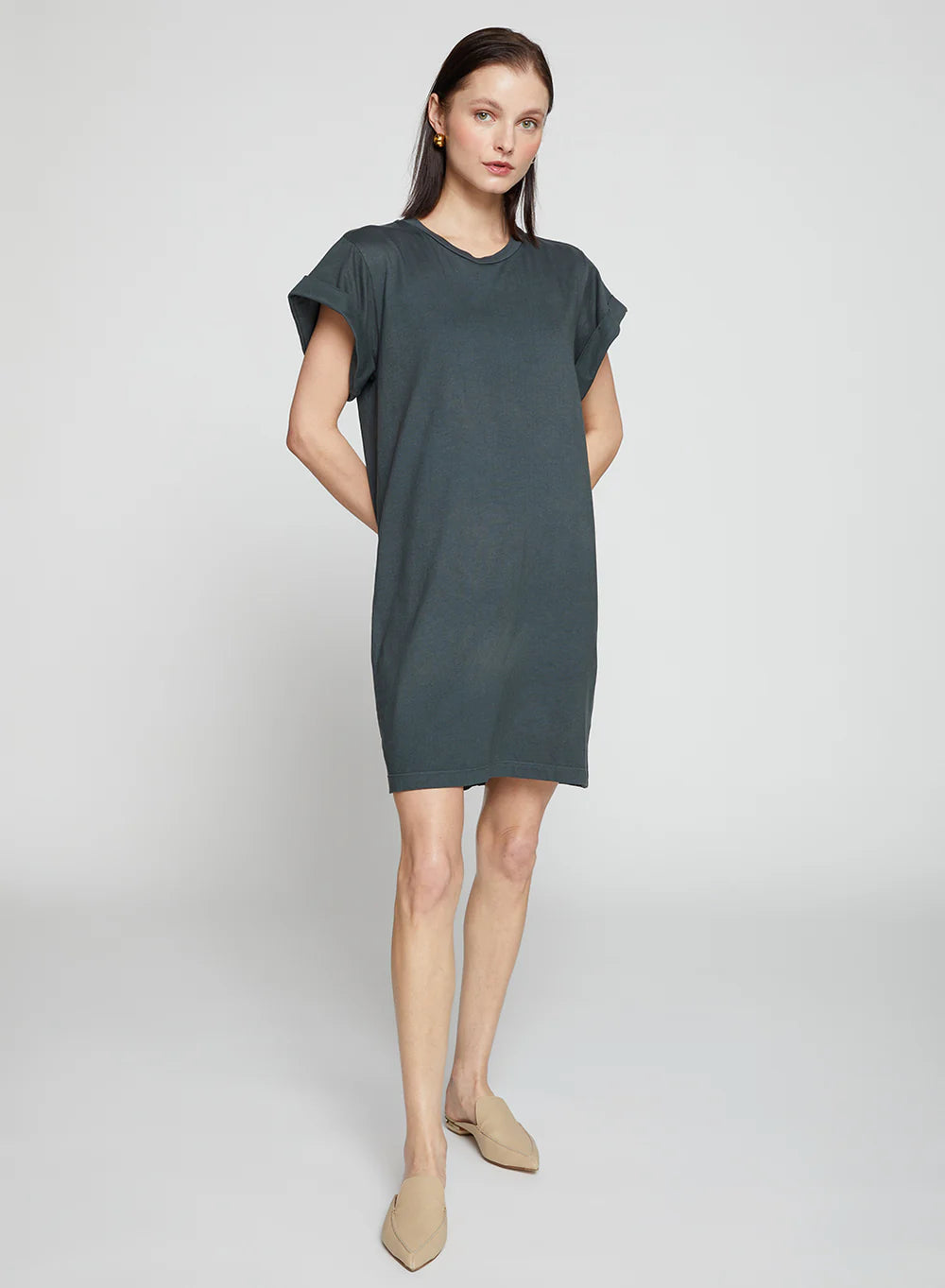 Women's shirt dress lightweight poplin -Cloud Jersey T-Shirt Dress Verde