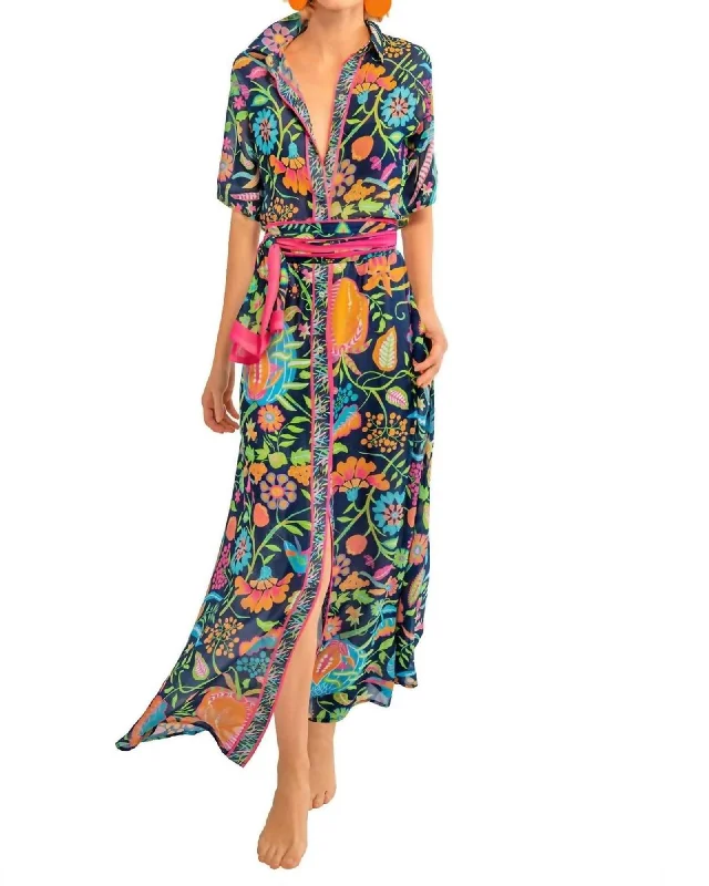 Ladies maxi dress tropical night -Panache Maxi Dress - Humming Bird Heaven In Navy | Navy