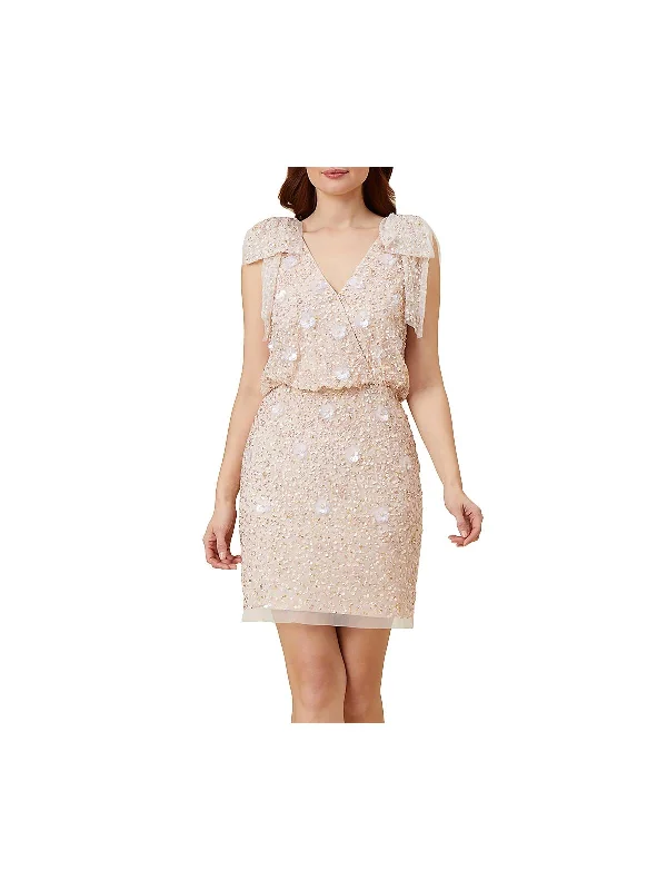 Ladies party dress high low -279 Womens Blouson Applique Cocktail And Party Dress