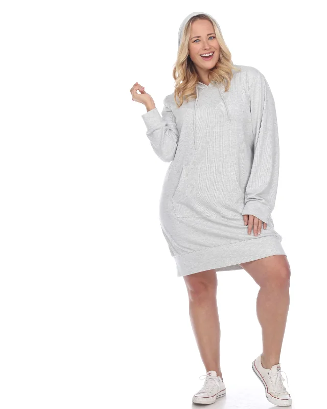 Women's shirt dress soft peach -Hoodie Sweatshirt Dress | Heather Grey