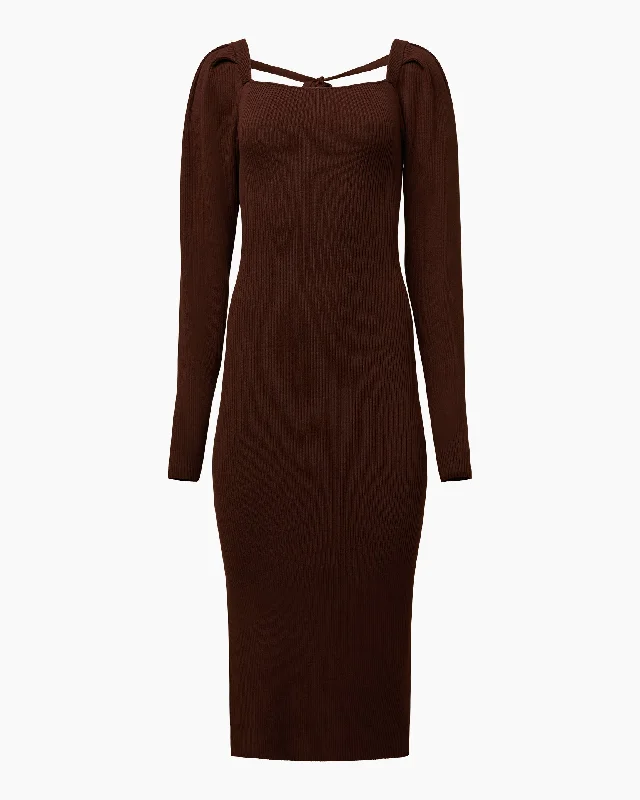 Women's midi dress smart casual -Rachel Parcell | Sweater Midi Dress | Brown