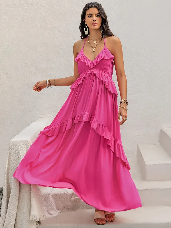 Ladies maxi dress outdoor -"Ms. Pinky" Sleeveless Maxi Dress