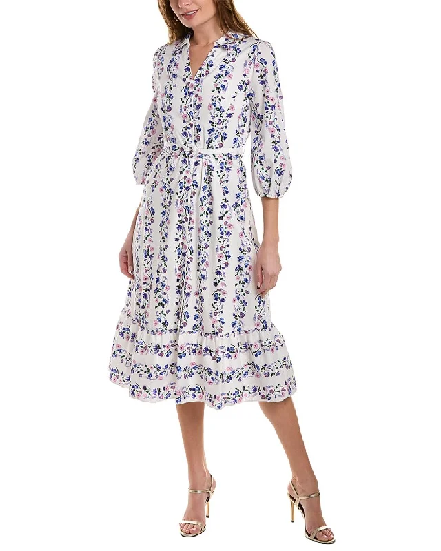 Women's shirt dress tailored stripe -Marchesa Notte Floral Shirtdress