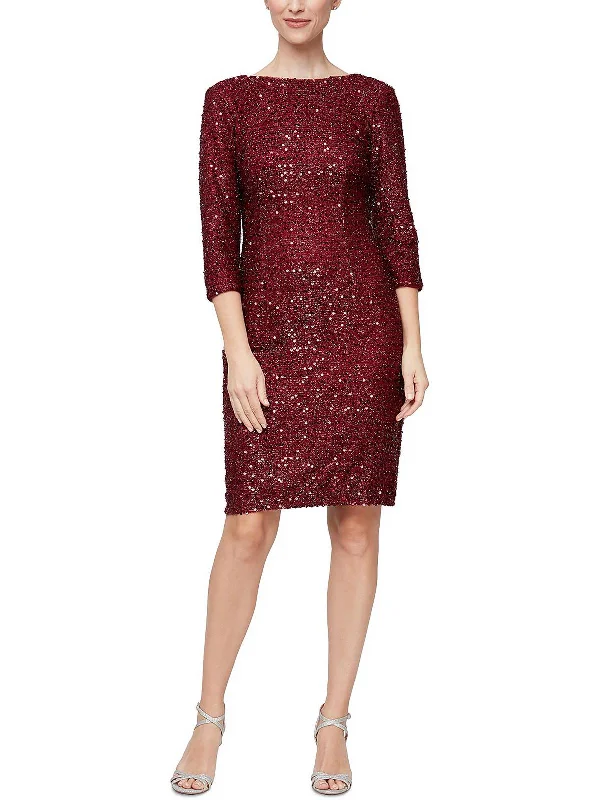 Ladies party dress sapphire -Womens Metallic Sequined Cocktail and Party Dress