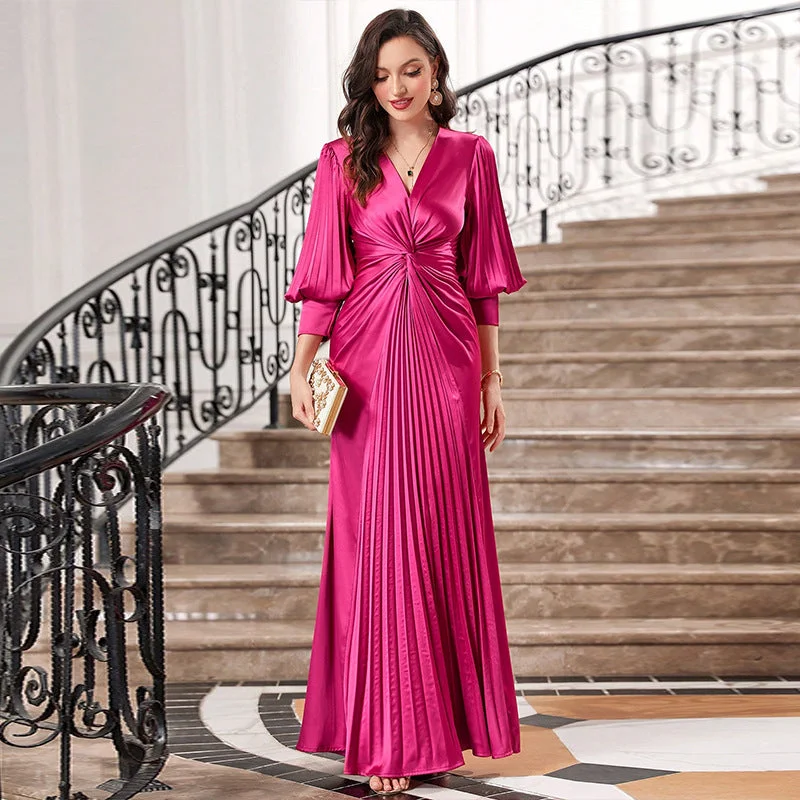 Ladies party dress lantern sleeve -Slim Fit Lantern Sleeve Evening Dress Plus Size Party, evening, Wedding Guest Dress