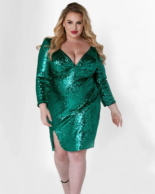 Ladies party dress mocha -Empire Strikes Party Dress | Emerald Green