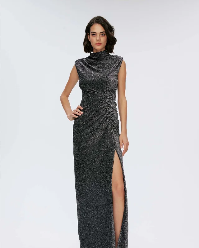 Ladies maxi dress garnet -DVF APOLLO MAXI DRESS | SILVERY GREY