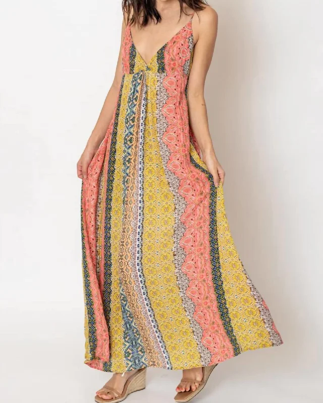 Ladies maxi dress tan -Sun Kissed Maxi Dress In Multicolor | Multicolor