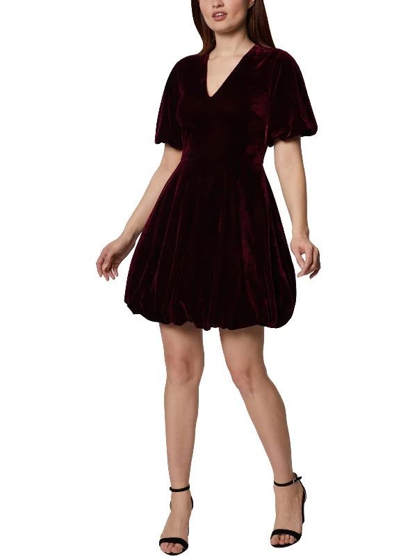 Ladies party dress pearl -Womens Velvet Above Knee Cocktail and Party Dress