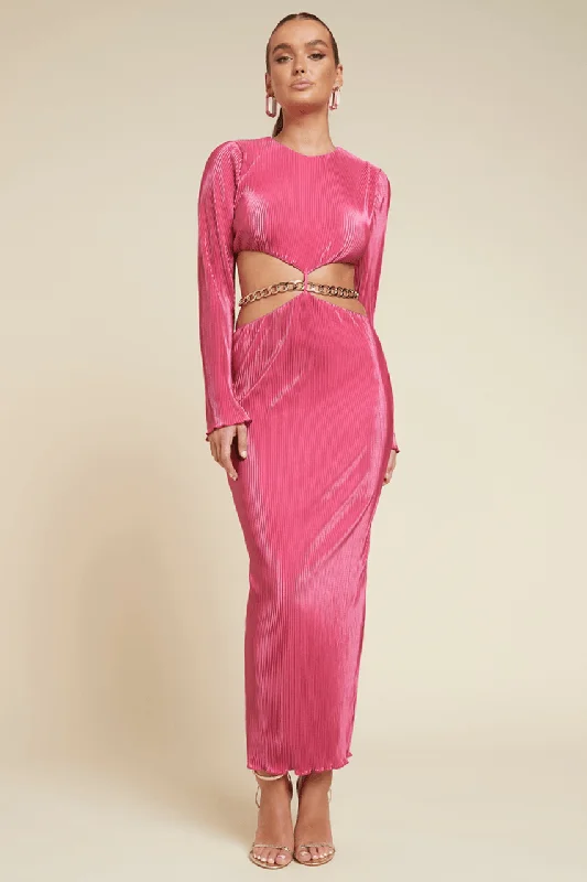 Ladies maxi dress ruched -Shania Maxi Dress - Fuchsia