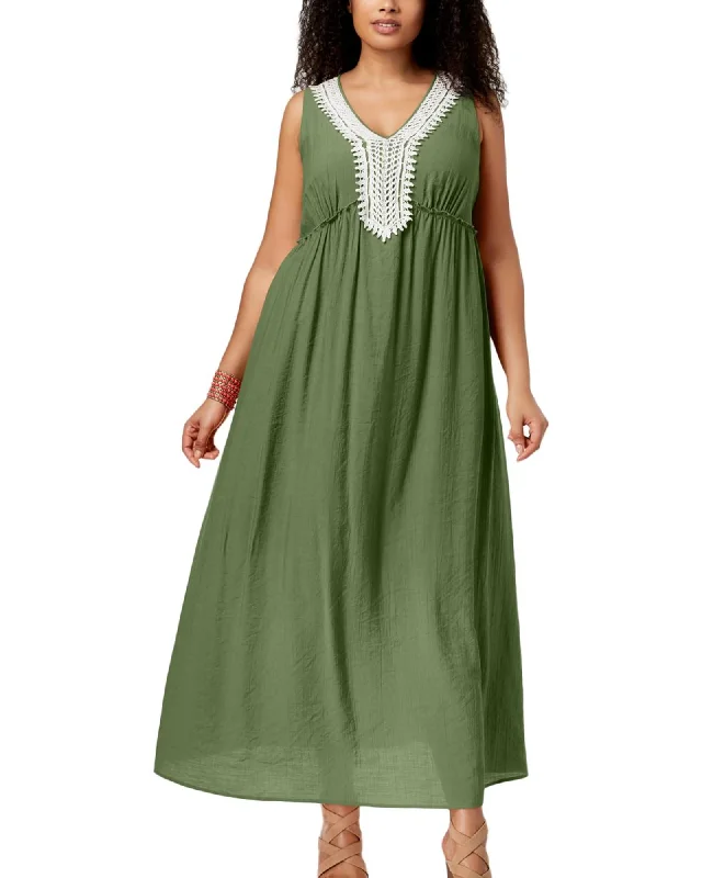 Ladies maxi dress textured -NY Collection Women's Plus Sleeveless Maxi Dress Green Size 1X | Green