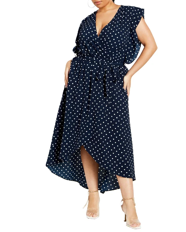 Ladies maxi dress sheath -Fresh Spot Maxi | Navy Spot