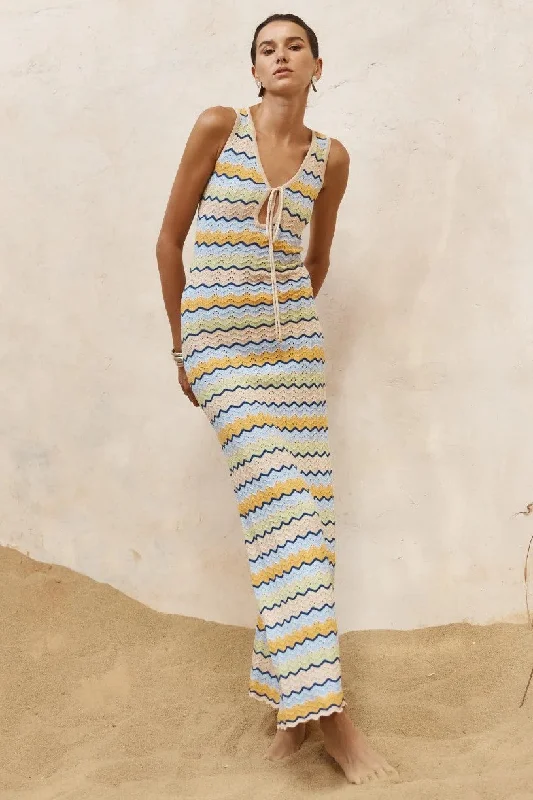 Ladies maxi dress black -Isaba Maxi Dress - Blue Multi