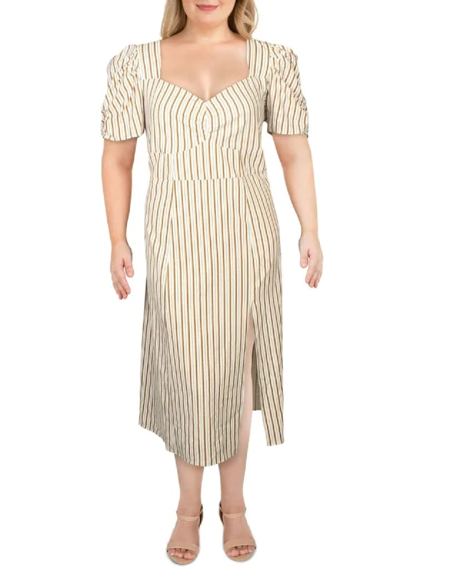 Ladies maxi dress holiday vibe -Danielle Bernstein Women's Plus Woven Striped Maxi Dress White Size 20W | White