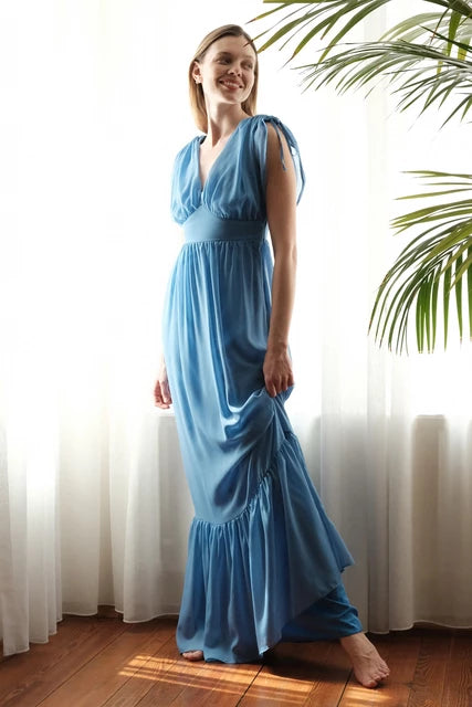 Ladies maxi dress charcoal -Bloom Maxi Dress Blue