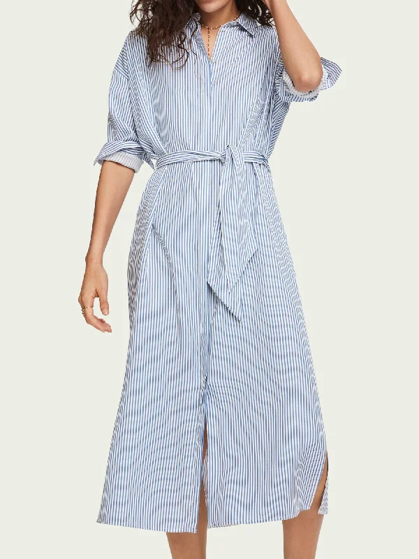 Women's shirt dress breezy linen -Scotch & Soda Striped Seersucker Shirt Dress