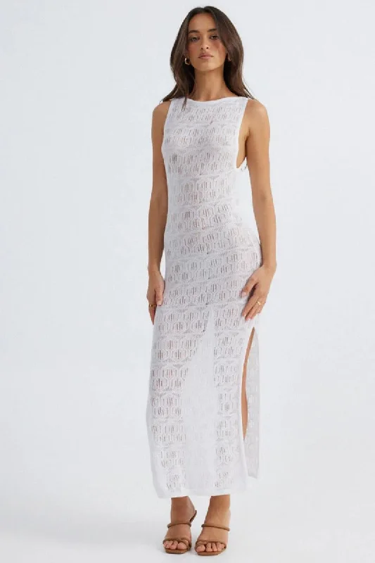 Ladies maxi dress soft -Aelia Maxi Dress - White