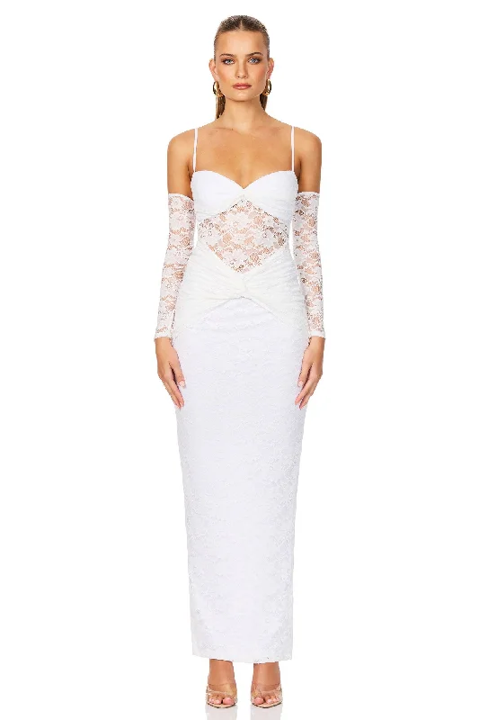 Ladies maxi dress weekend party -Nookie Lene Lace Maxi Dress - White