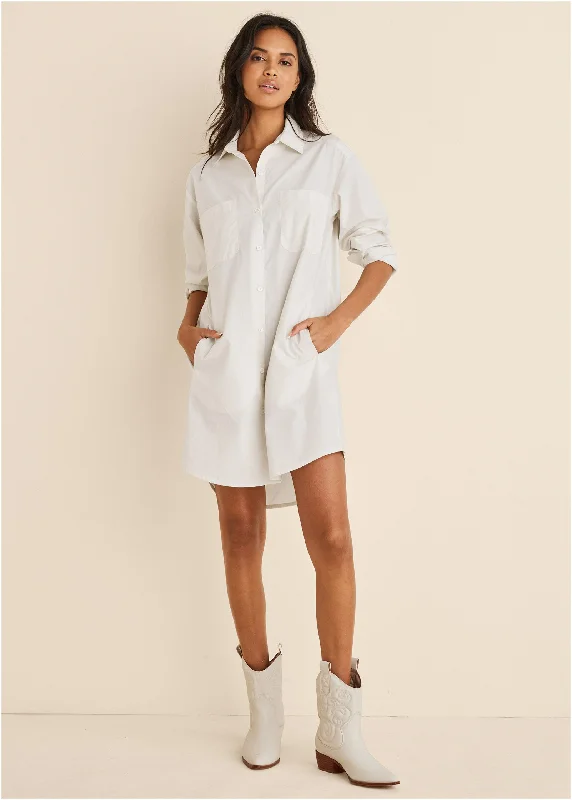 Women's shirt dress soft peach -Shirt Dress - Off White