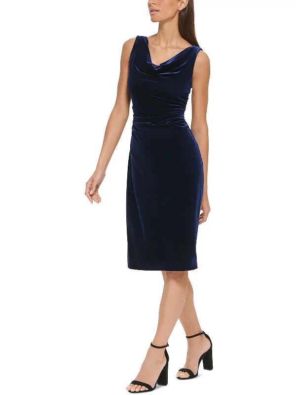 Ladies party dress spring party -Womens Velvet Knee Cocktail and Party Dress