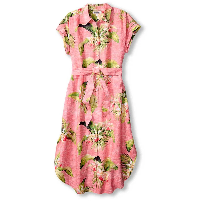 Women's shirt dress weekend getaway -Tommy Bahama Women's La Brisa Blooms Shirt Dress - Melon Berry