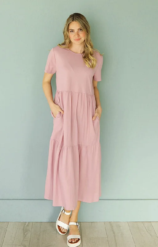 Women's maternity dress nursing -Kelsey Mauve Mist Dress - MCO - Maternity Friendly - FINAL SALE