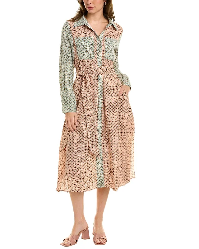 Women's shirt dress summer brunch -Gracia Contrast Print Shirtdress