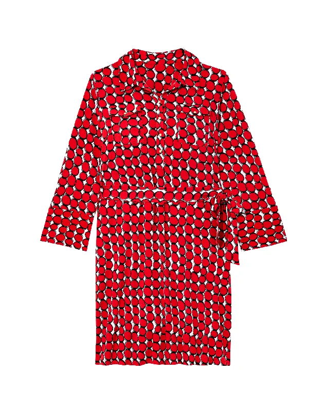 Women's shirt dress breezy cotton -Oak Hill Tie-Waist Shirt Dress | Red / White