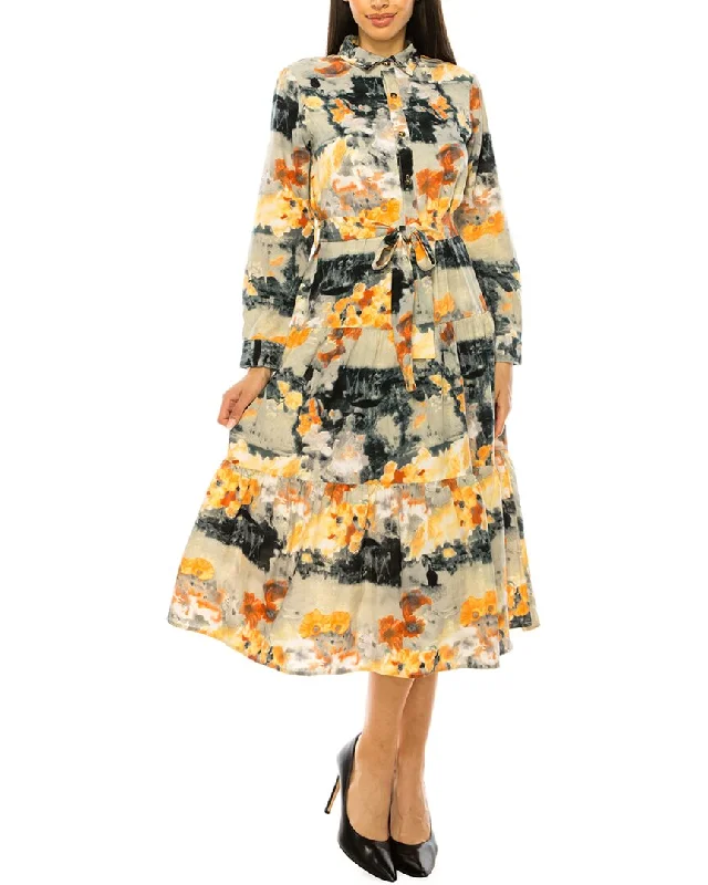 Women's shirt dress breezy fit -YAL New York Print Shirtdress