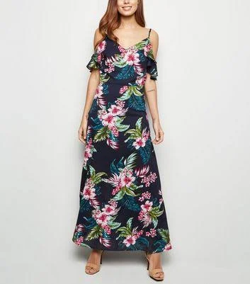 Ladies maxi dress cool vibe -Multi Cold Shoulder Maxi Dress