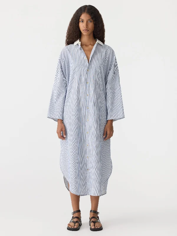 Women's shirt dress summer check -Dobby Stripe Shirt Dress