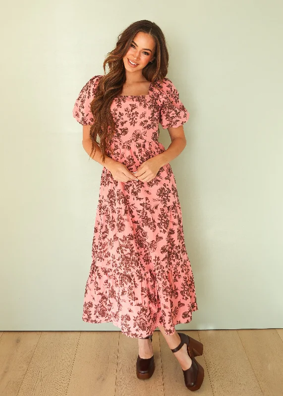 Women's maternity dress asymmetrical -Cassidy Desert Rose Floral Dress - DM Exclusive - Maternity Friendly