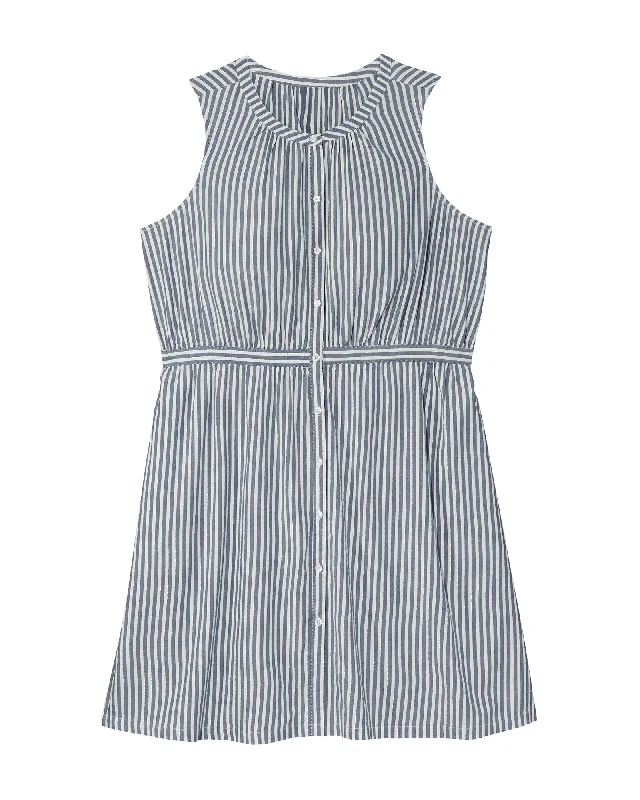 Women's shirt dress casual elegance -Hampton Sleeveless Shirt Dress | Navy / White