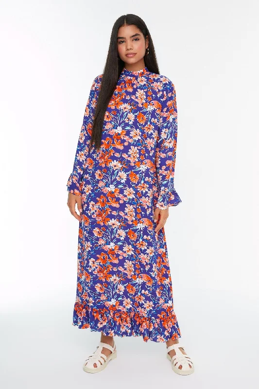 Ladies maxi dress peaceful -Modest Maxi Floral Dress