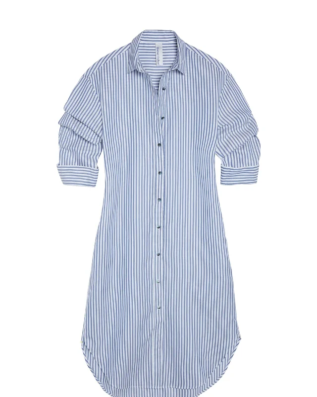 Women's shirt dress charcoal grey -The Shirtdress | Blue and White Stripe