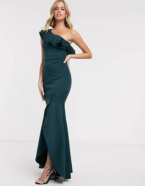 Ladies maxi dress swing -One Shoulder Maxi Dress Green